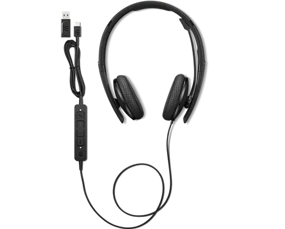 Wired VoIP Headset (UC) - Stereo - USB-C - Black - USB C to A converter