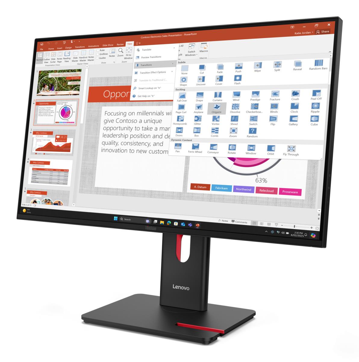 Desktop Monitor - ThinkVision T27-40 - 27in - 1920x1080 (Full HD) - USB Hub - 4ms 120Hz 99% sRGB