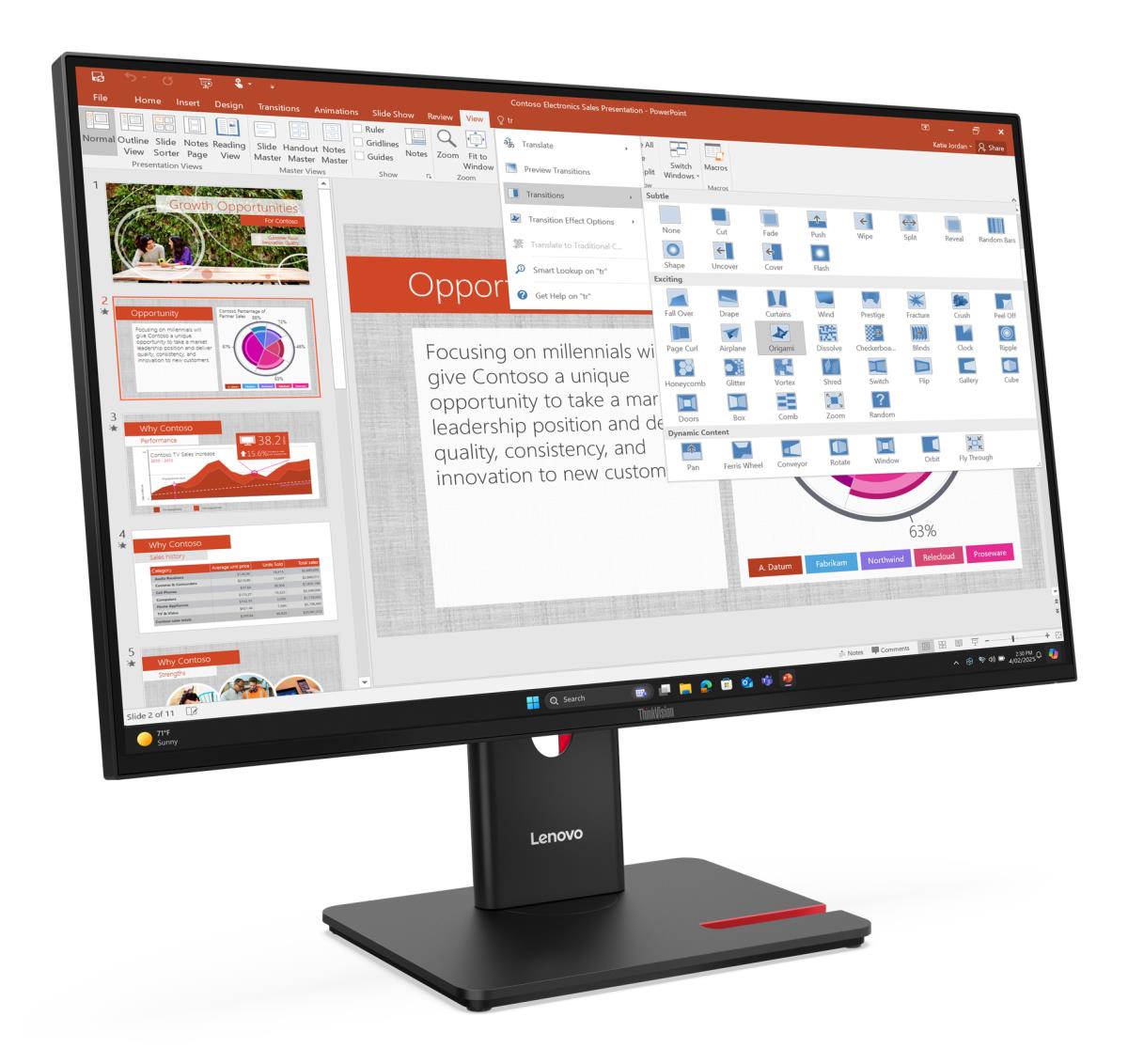 Desktop Monitor - ThinkVision T27-40 - 27in - 1920x1080 (Full HD) - USB Hub - 4ms 120Hz 99% sRGB