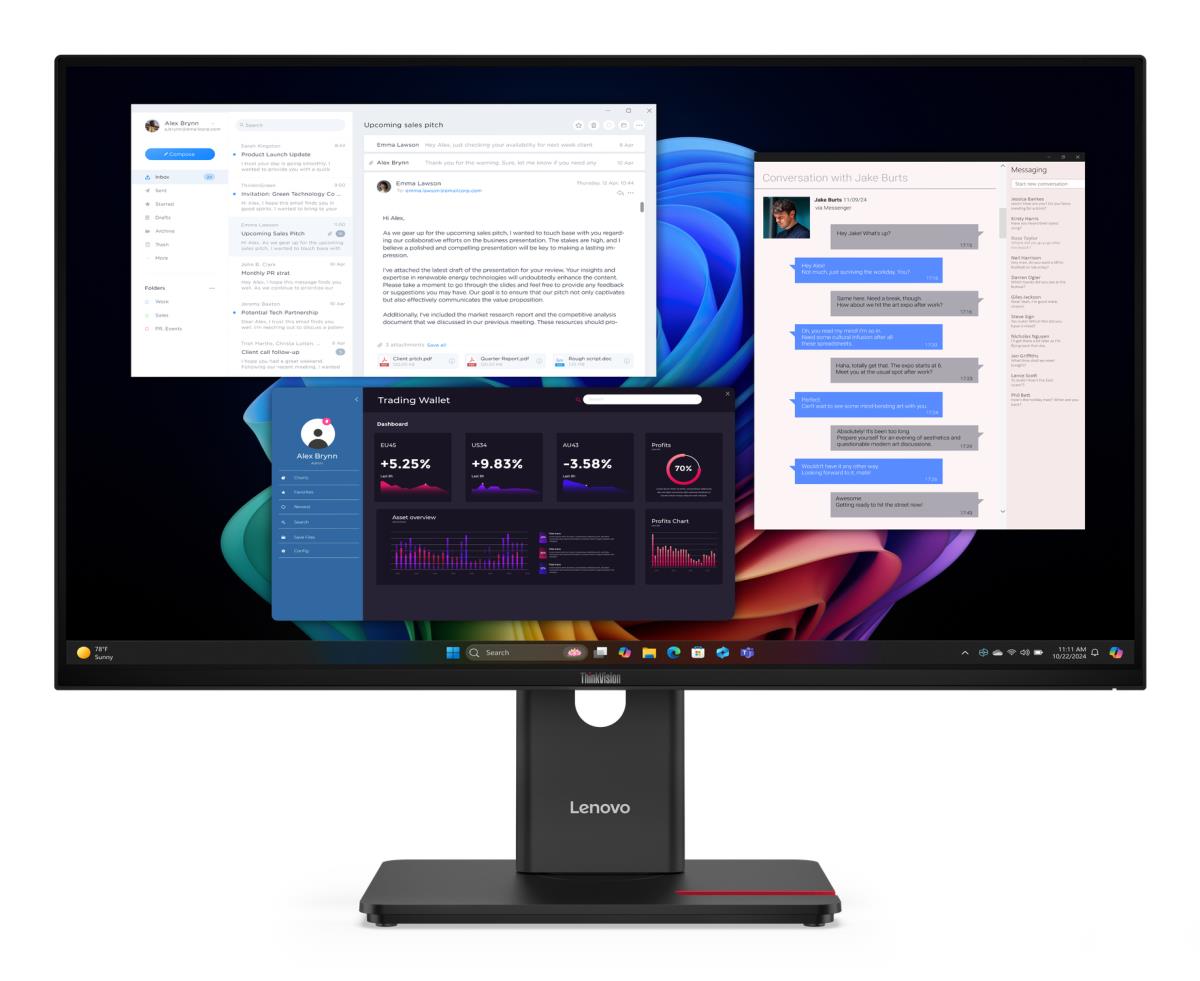Desktop USB-C Monitor - ThinkVision T27UD-40 - 27in - 3840x2160 (4K UHD) - 4ms IPS USB Hub