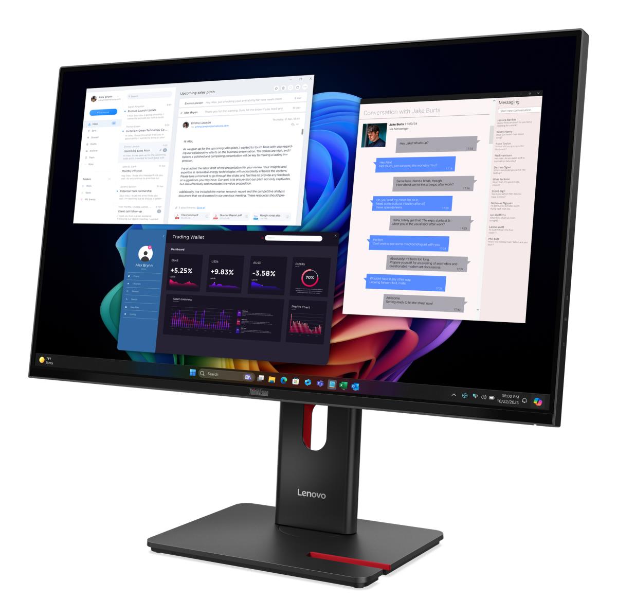 Desktop USB-C Monitor - ThinkVision T27UD-40 - 27in - 3840x2160 (4K UHD) - 4ms IPS USB Hub