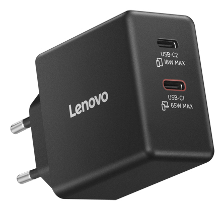 Dual USB-C 65W GaN Charger Black - EU