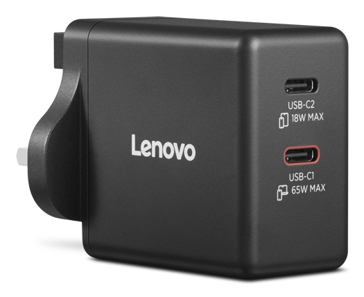 Dual USB-C 65W GaN Charger Black - UK