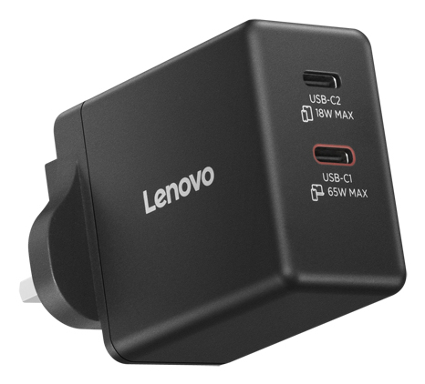 Dual USB-C 65W GaN Charger Black - UK
