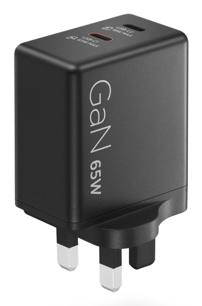 Dual USB-C 65W GaN Charger Black - UK