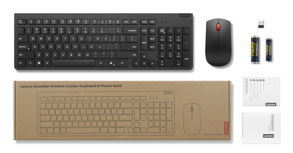 Essential Wireless Combo Keyboard & Mouse Gen2 Black with Copilot Key - Qwerty US