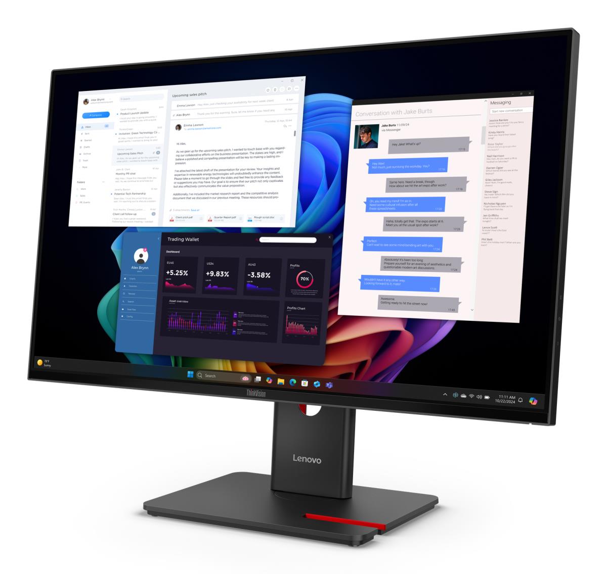 Desktop USB-C Monitor - ThinkVision T27UD-40 - 27in - 3840x2160 (4K UHD) - 4ms IPS USB Hub
