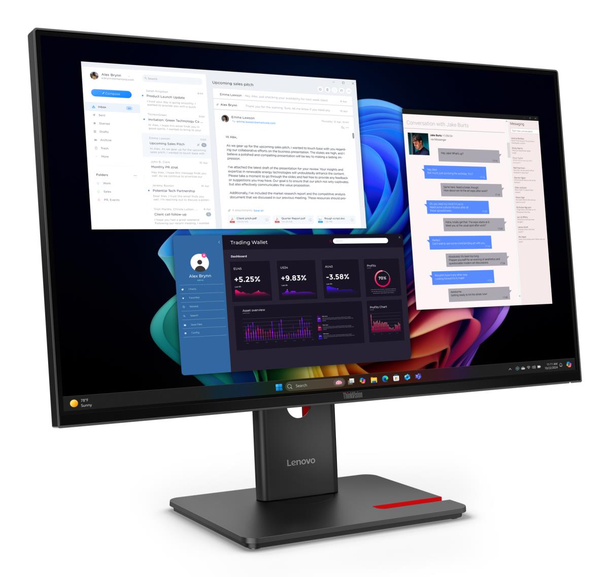 Desktop USB-C Monitor - ThinkVision T27UD-40 - 27in - 3840x2160 (4K UHD) - 4ms IPS USB Hub