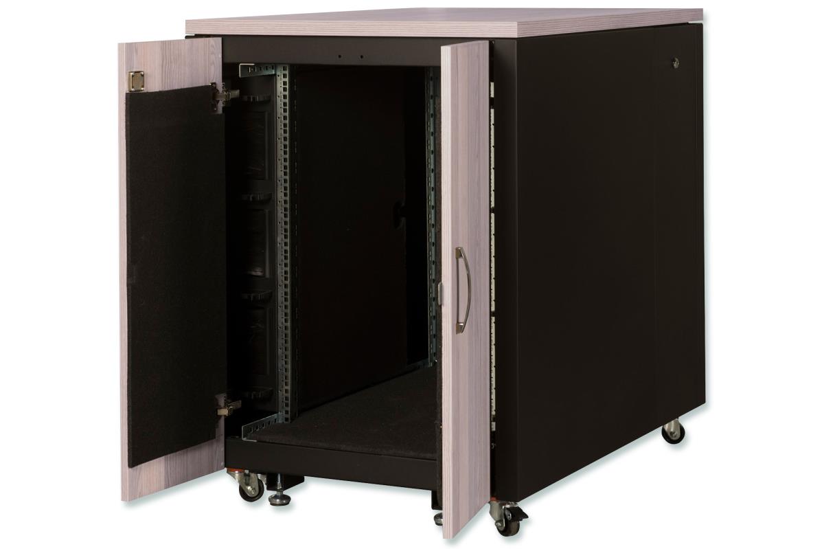 SOUNDproof Cabinet 1000x750x1130 mm, wooden surface oak metal parts black RAL 9005