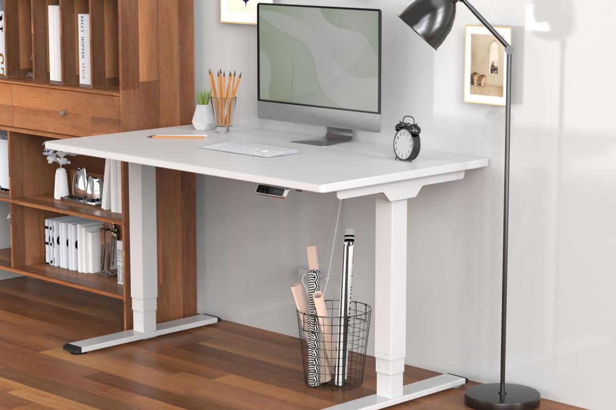 Electrically Height-Adjustable Table Frame, dual motor, 3 levels, white