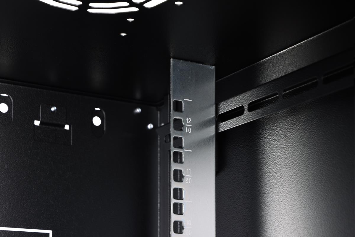Wall mounting cabinet - 12U 607x600x600mm, black (RAL 9005)