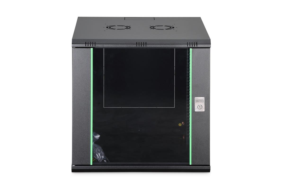 Wall mounting cabinet - 12U 607x600x600mm, black (RAL 9005)