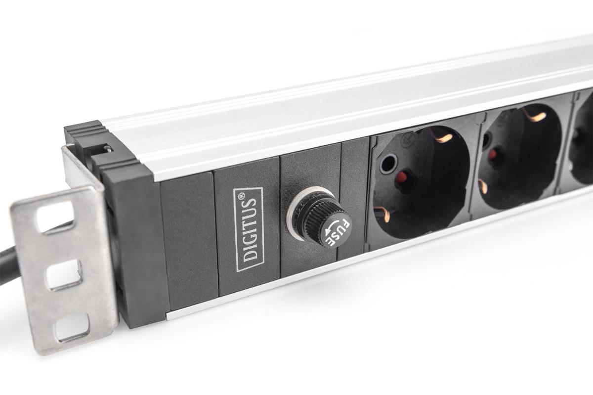 1U Aluminum PDU, 8x Italian outlets, Pre-fuse 10A Plug, 250VAC