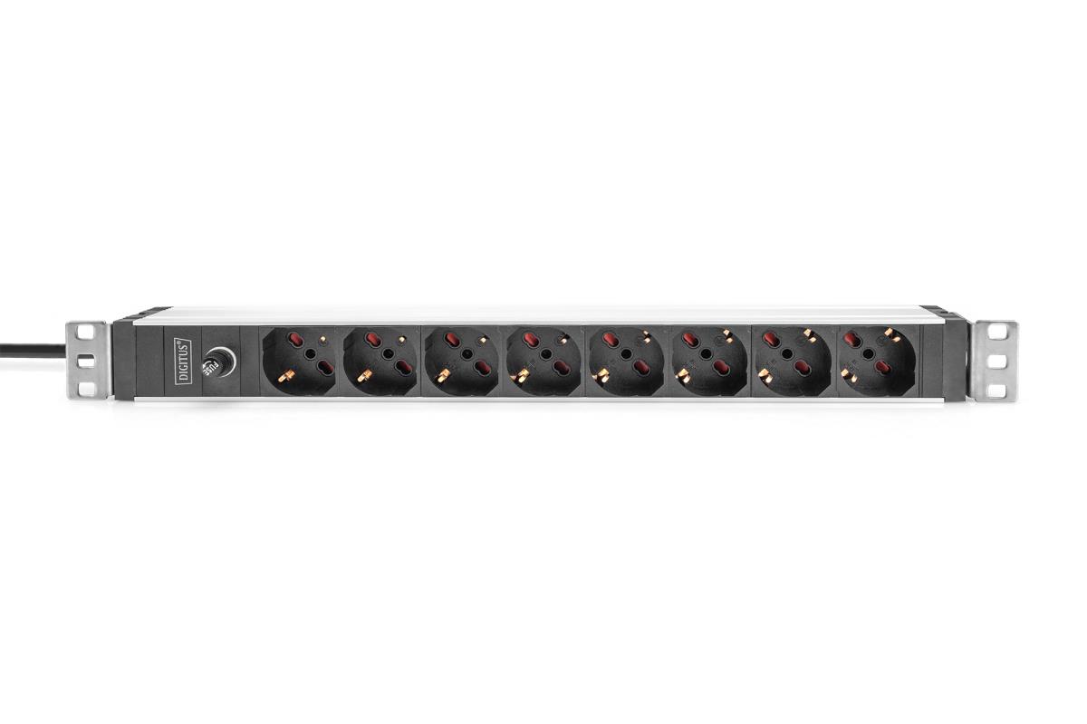 1U Aluminum PDU, 8x Italian outlets, Pre-fuse 10A Plug, 250VAC