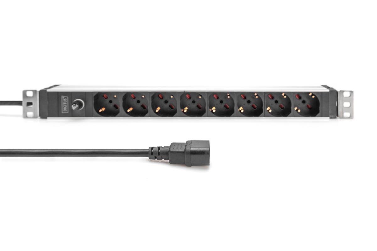 1U Aluminum PDU, 8x Italian outlets, Pre-fuse 10A Plug, 250VAC