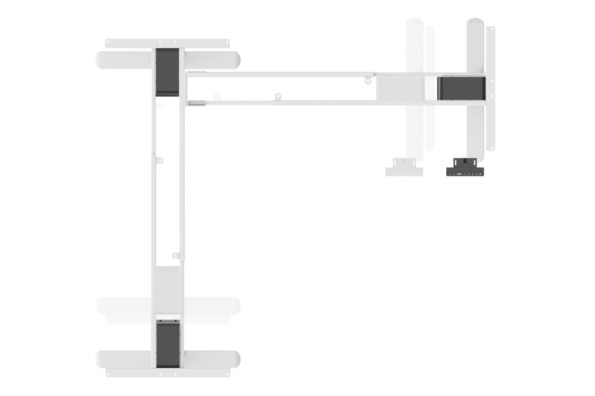 Electric Height Adjustable Desk Frame - 3-leg  - 124-208cm height - 120kg load - white