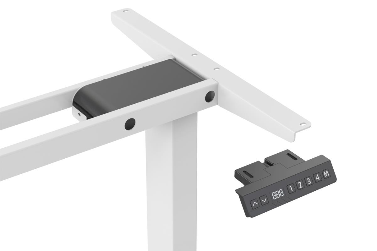 Electric Height Adjustable Desk Frame - 3-leg  - 124-208cm height - 120kg load - white