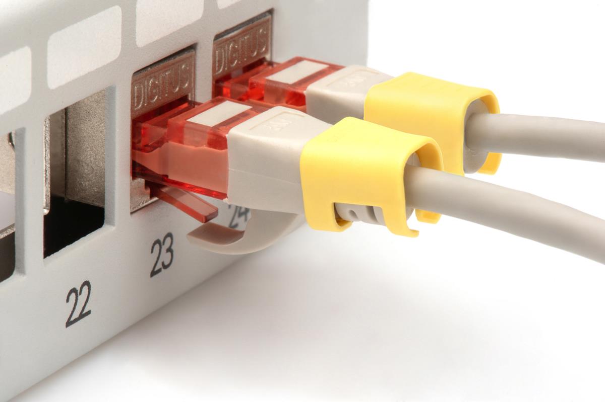 Color clIPS for RJ 45 cable 100 pcs Yellow