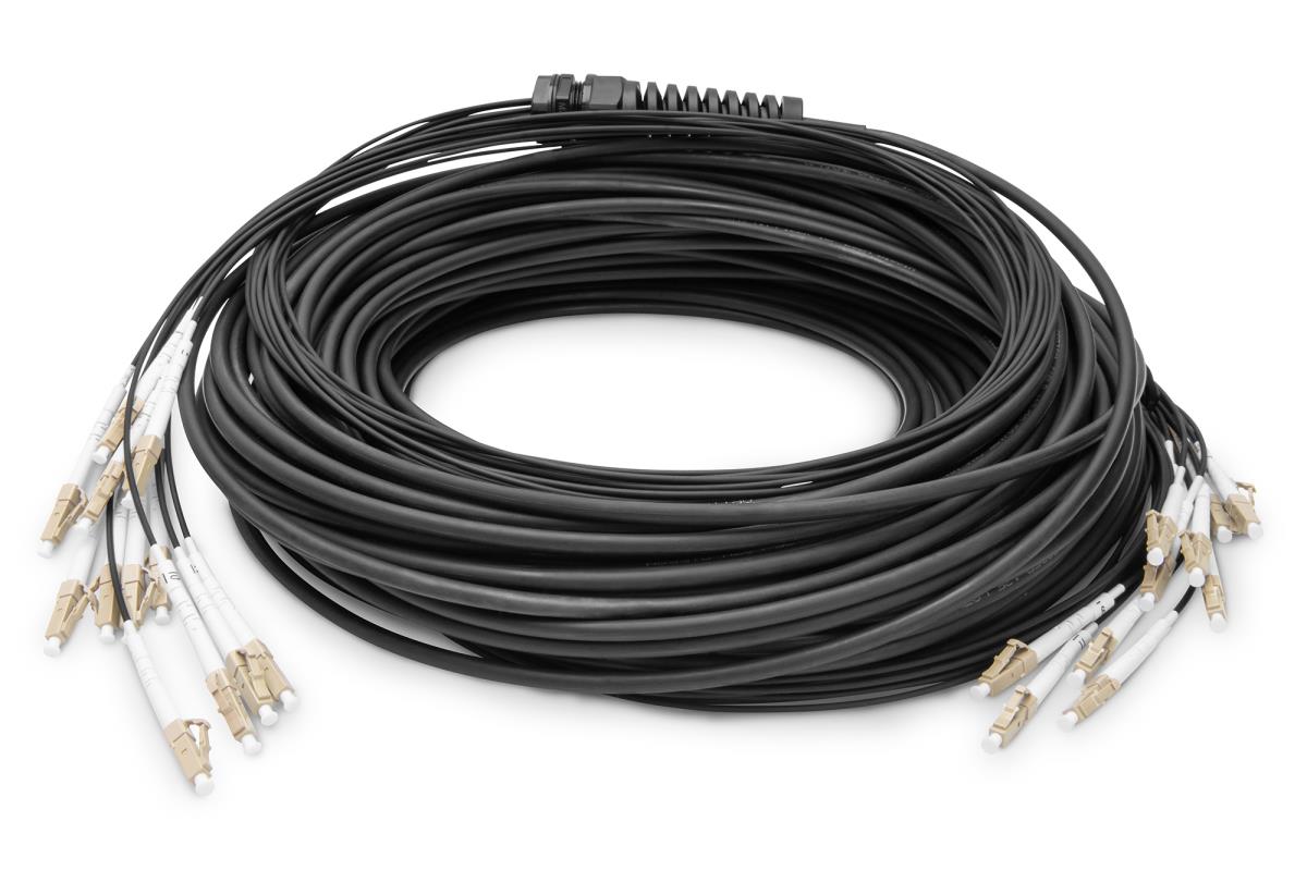 Breakout cable - 12 Fibers OM4 LC/UPC-LC/UPC universal color black 75m
