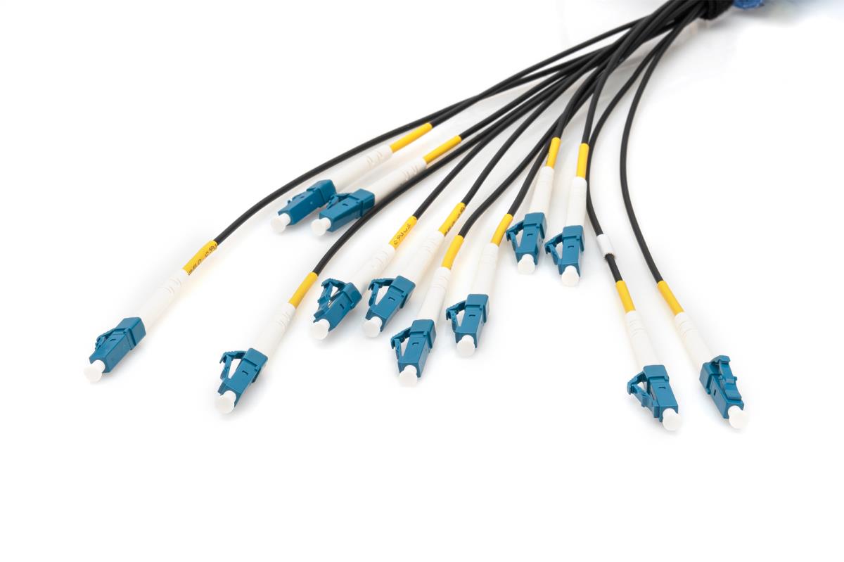 Breakout cable - 12 Fibers SM G.657.A1 LC/UPC-LC/UPC universal color black 75m