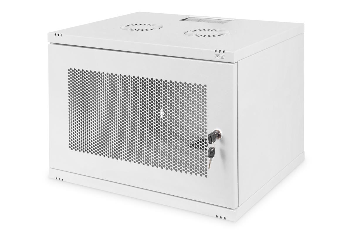 7U wall mounting cabinet SOHO unmounted 370x540x400 mm perforated front door grey