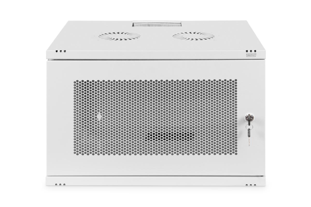 7U wall mounting cabinet SOHO unmounted 370x540x400 mm perforated front door grey