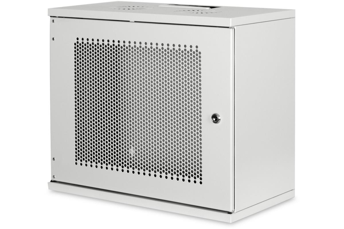 9U wall mounting cabinet - SOHO unmounted 460x540x400 mm perforated front door grey