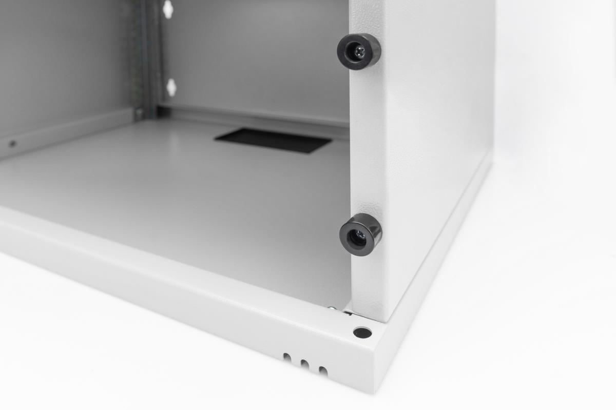 4U wall mounting cabinet - SOHO unmounted 241x540x400mm full glass front door grey