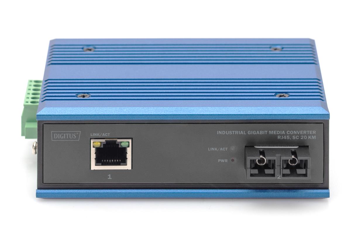 Industrial Gigabit Media Converter - RJ45, SC 20km