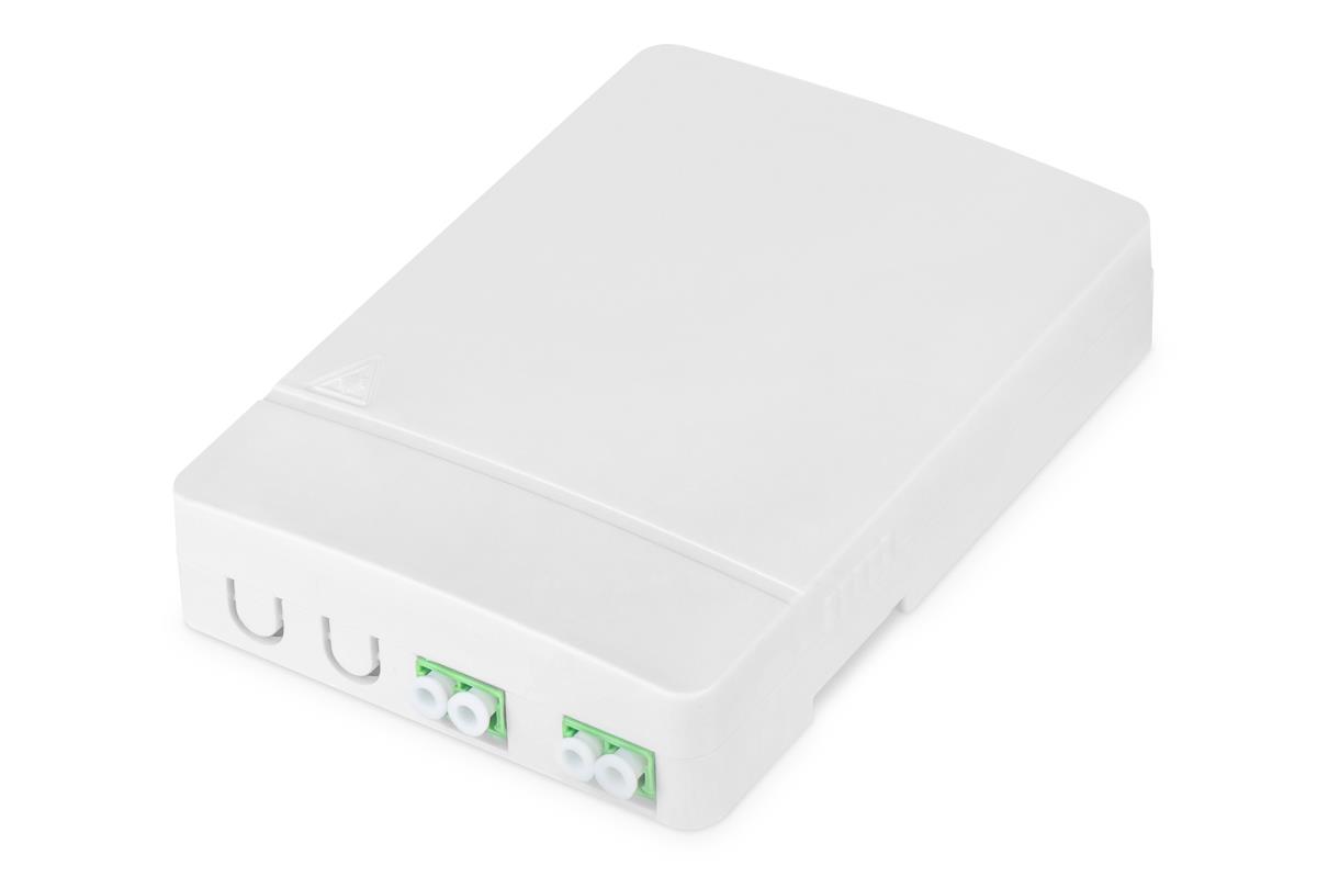 FTTH Enclosure, with 2x LC(APC) DX adapter Surface mount