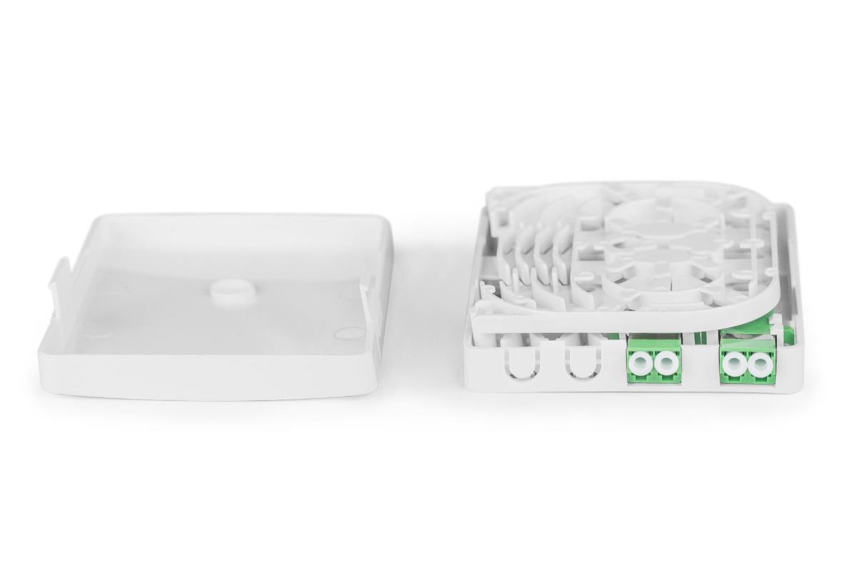 FTTH Enclosure, with 2x LC(APC) DX adapter Surface mount