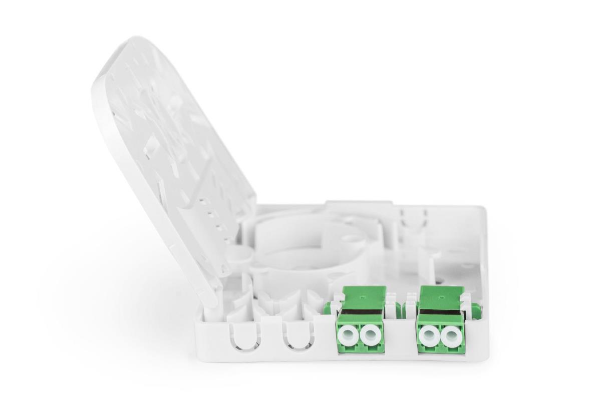 FTTH Enclosure, with 2x LC(APC) DX adapter Surface mount