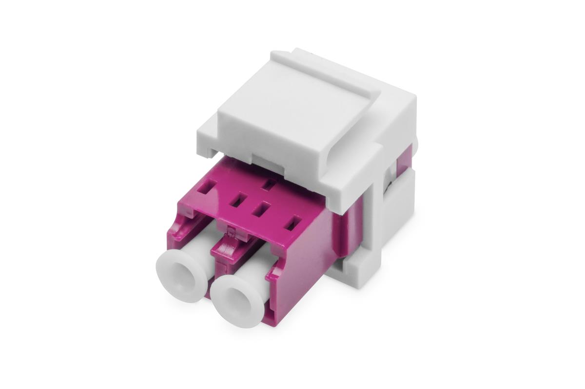 Fiber optic LC/LC duplex coupler, Multimode-OM4, Keystone module