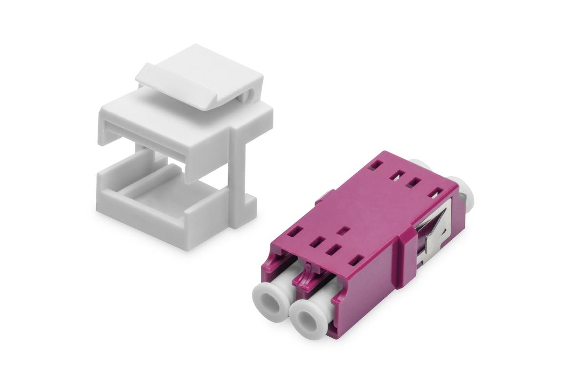 Fiber optic LC/LC duplex coupler, Multimode-OM4, Keystone module