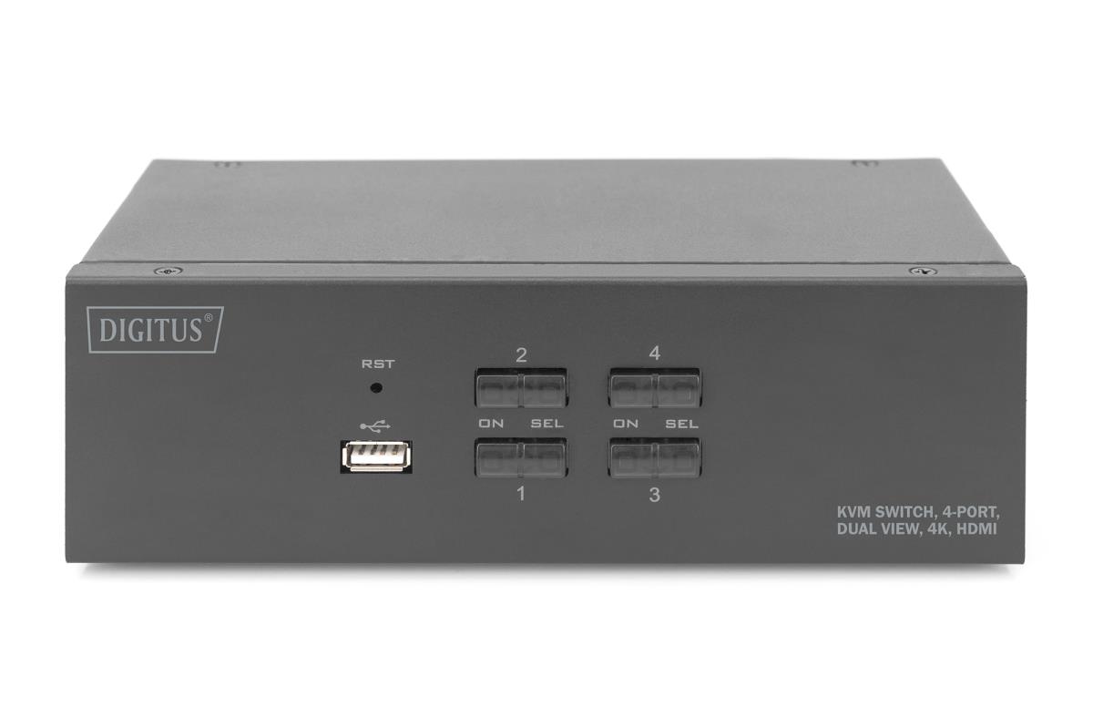 KVM Switch - 4 Port, Dual Display, 4K, HDMI