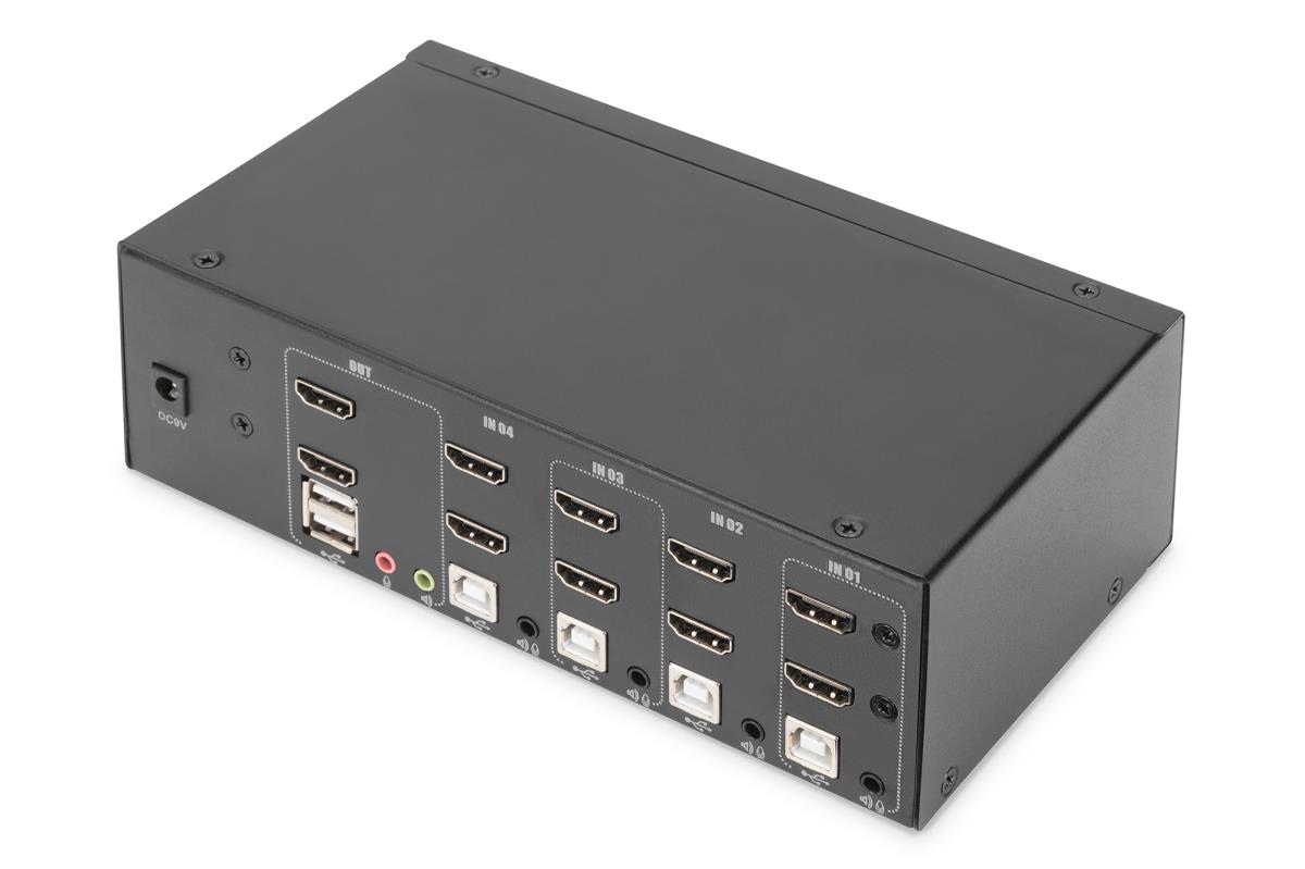 KVM Switch - 4 Port, Dual Display, 4K, HDMI