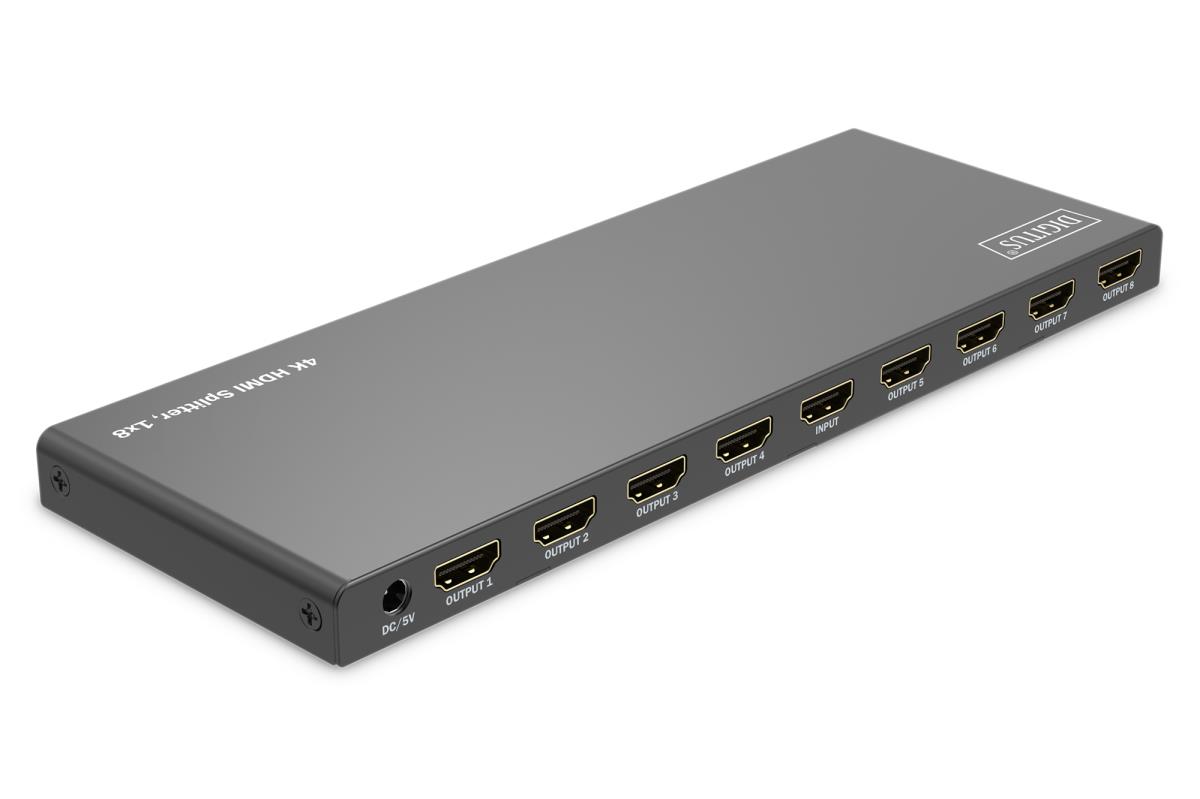 1x8 HDMI Splitter. 4K/60Hz HDCP 2.3. EDID Control