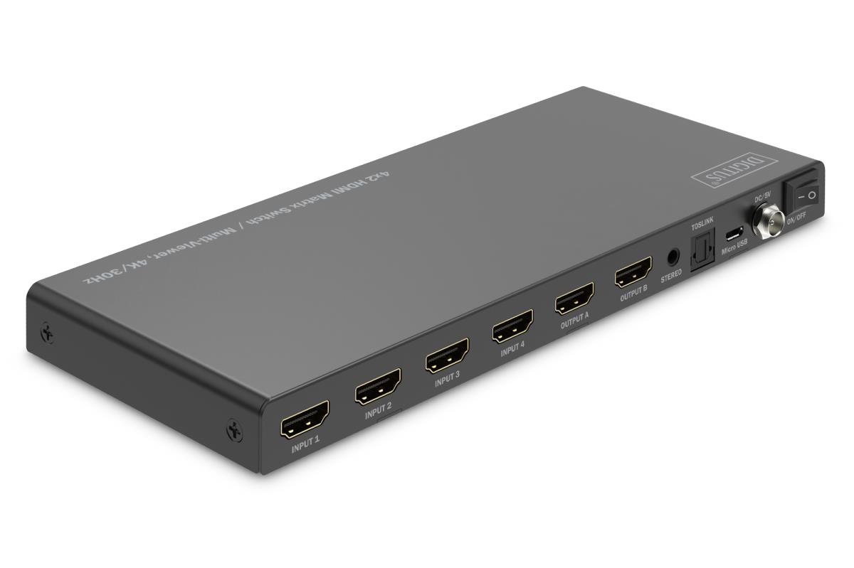 4x2 HDMI Matrix / Multi-Viewer. 4K/30Hz SPDIF. Stereo. RS232