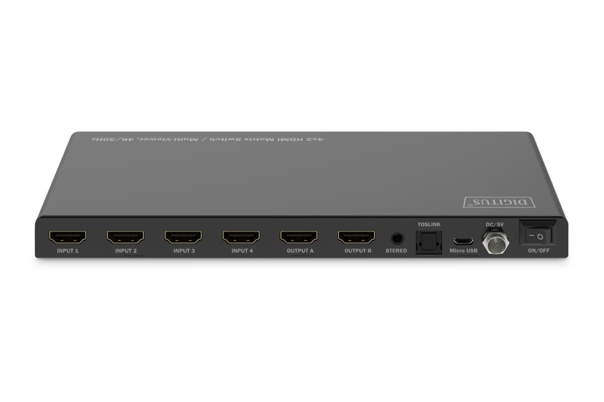 4x2 HDMI Matrix / Multi-Viewer. 4K/30Hz SPDIF. Stereo. RS232