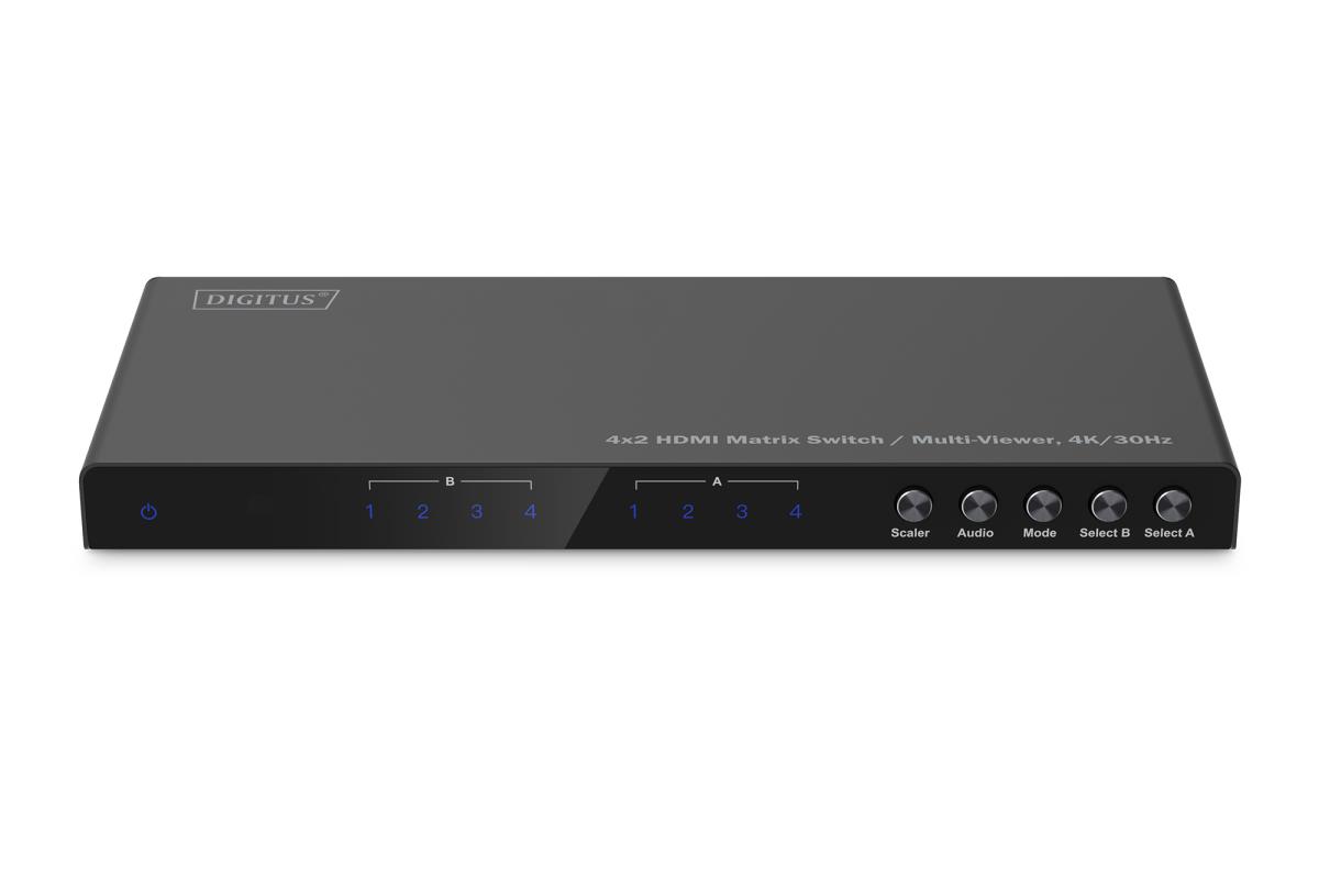 4x2 HDMI Matrix / Multi-Viewer. 4K/30Hz SPDIF. Stereo. RS232