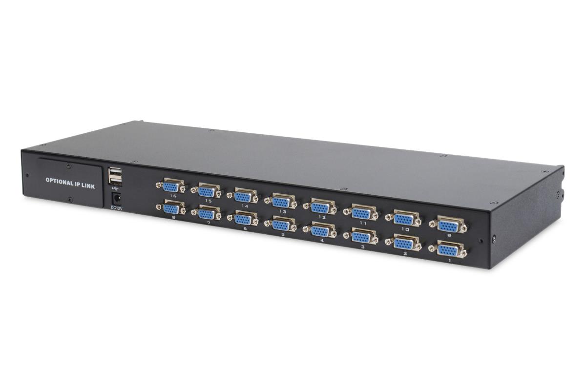 Modularized 43.2cm (17in) TFT console with 16 port KVM, RAL 9005 black -  TR Keyboard