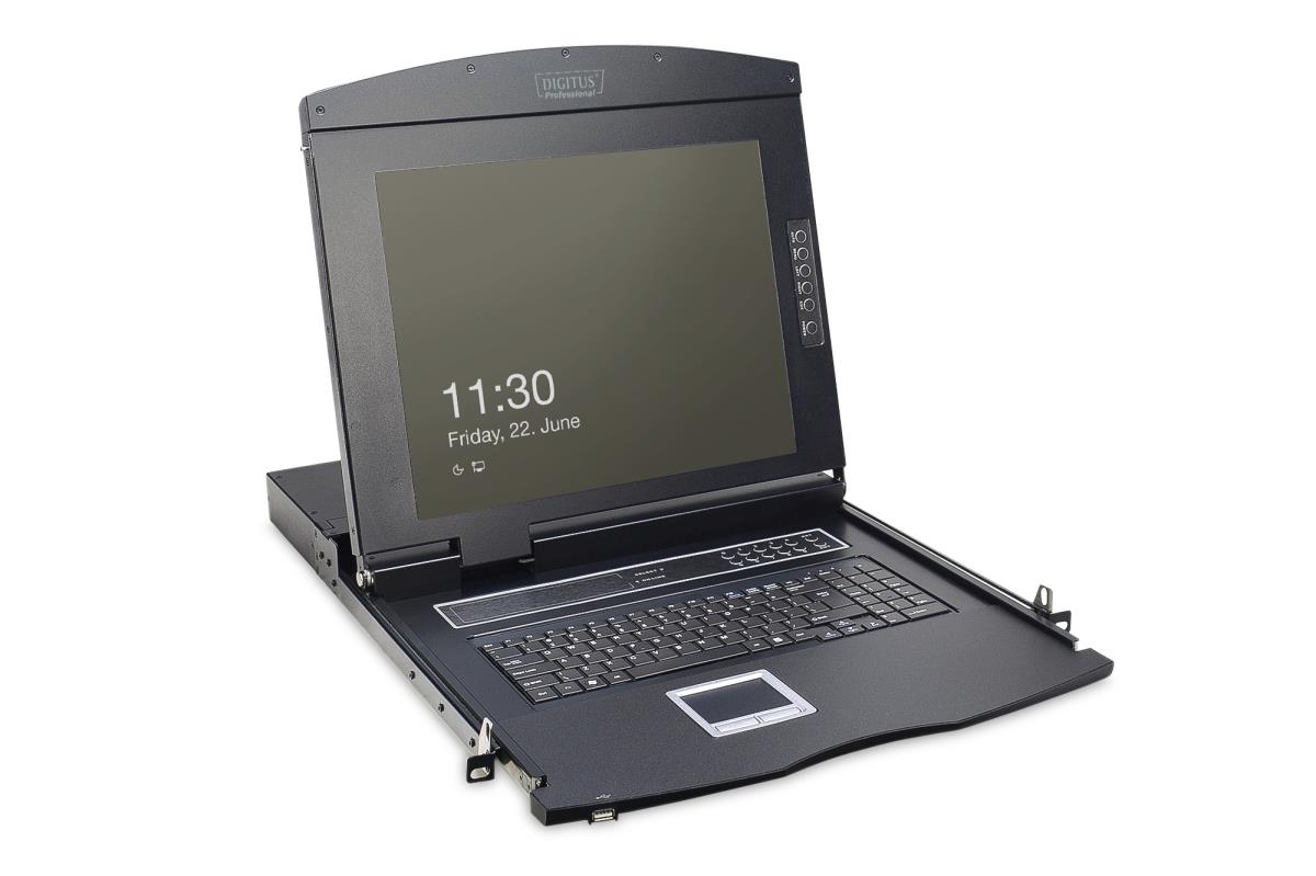 Modularized 43.2cm (17in) TFT console with 8 port Cat.5 KVM, RAL 9005 black -  CH keyboard