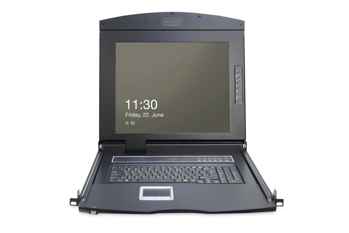Modularized 43.2cm (17in) TFT console with 8 port Cat.5 KVM, RAL 9005 black - IT keyboard