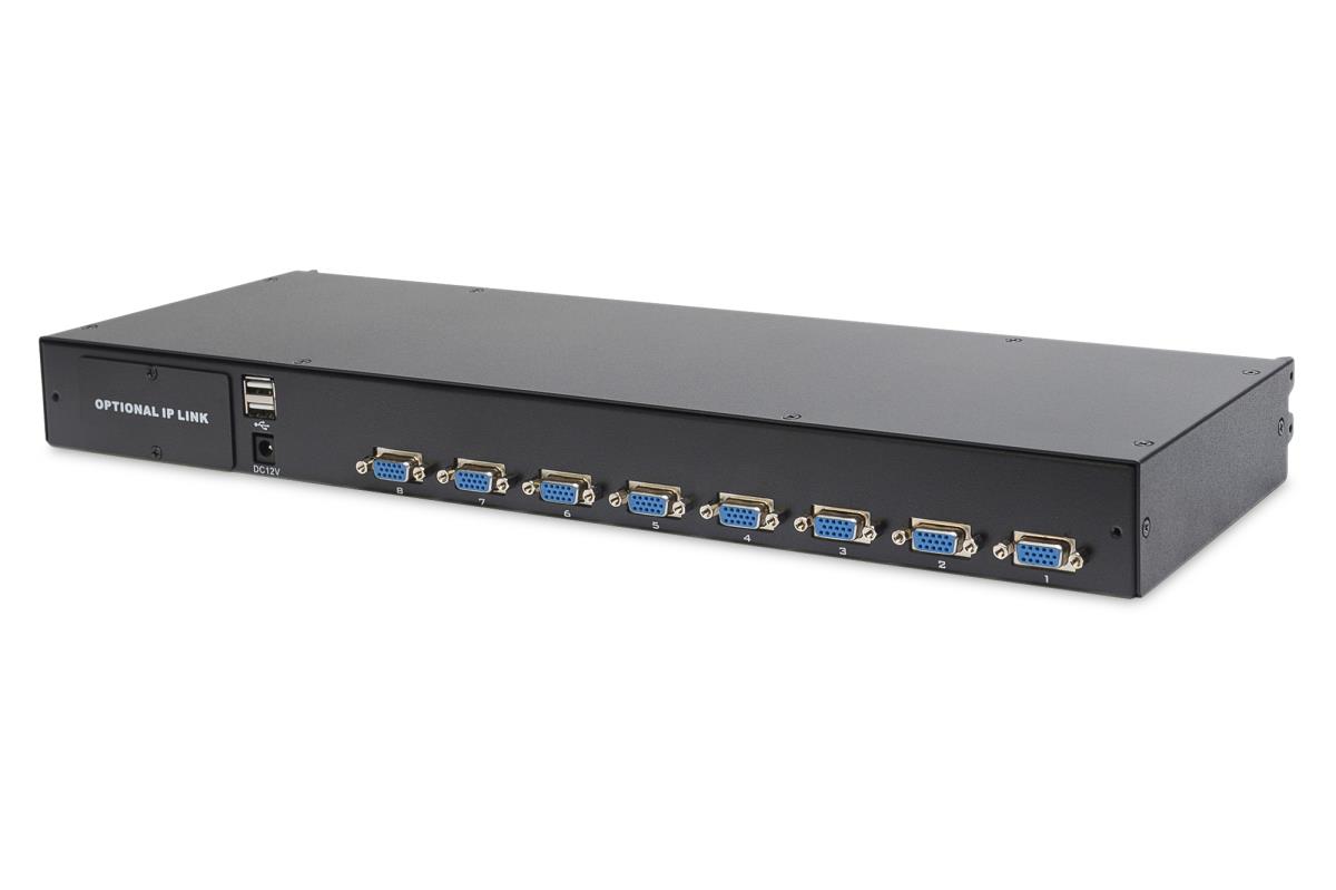 Modularized 48.3cm (19in) TFT console with 8 port KVM, RAL 9005 black - ES keyboard