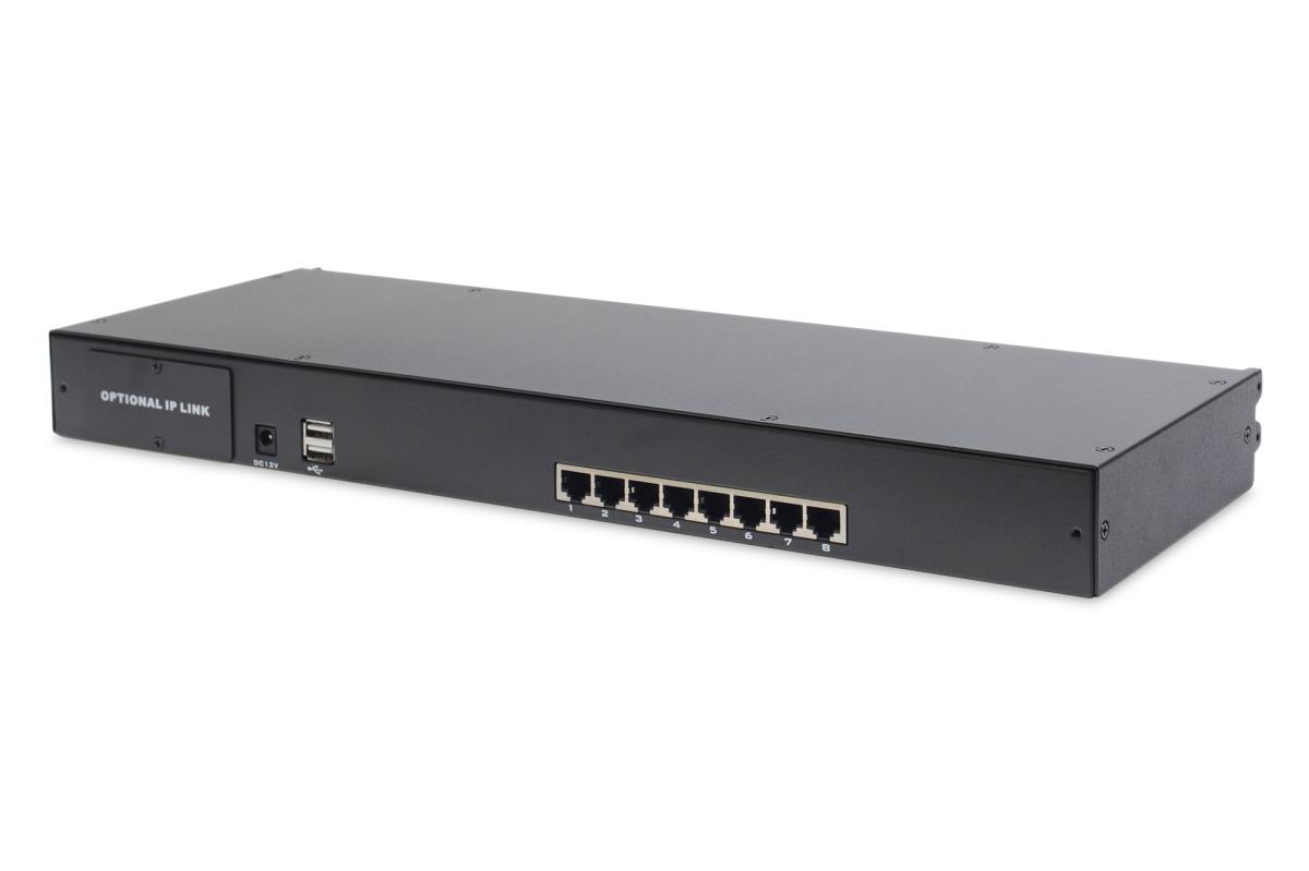 Modularized 48.3cm (19in) TFT console with 8 port Cat.5 KVM, RAL 9005 black - ES  Keyboard