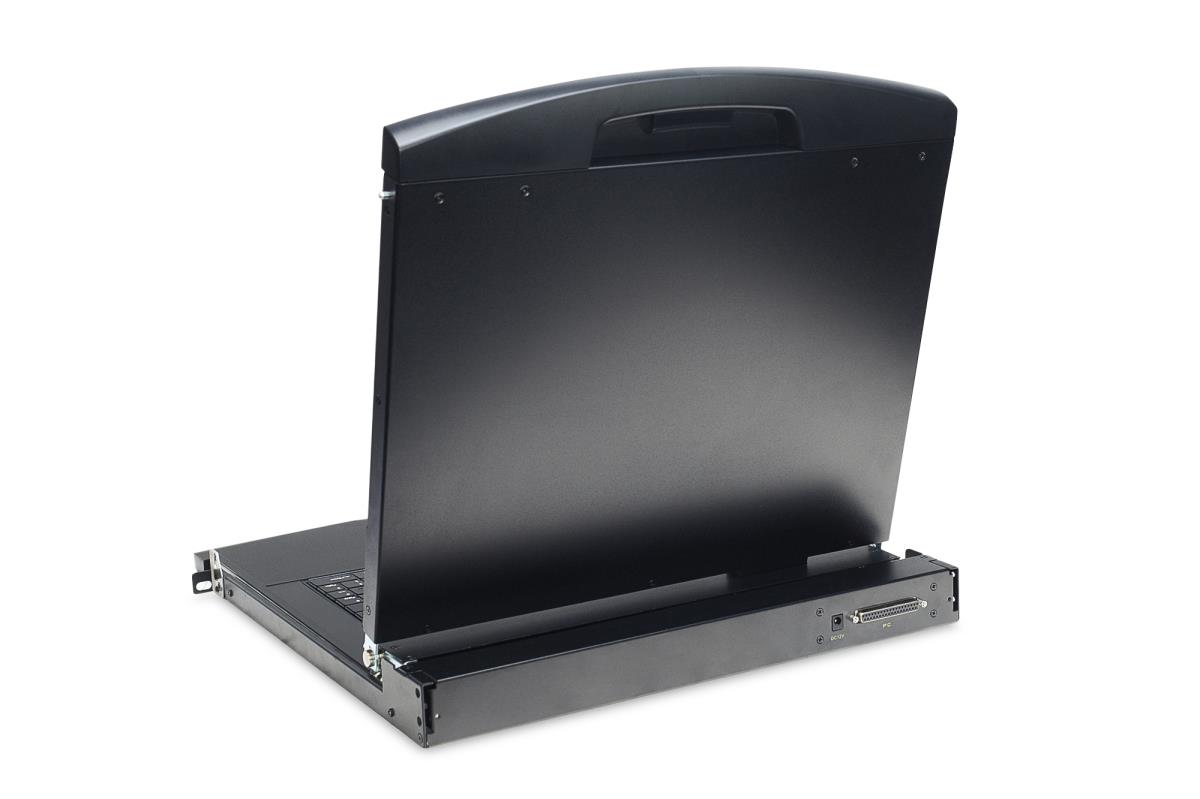 Modularized 48.3cm (19in) TFT console with 8 port Cat.5 KVM, RAL 9005 black - IT Keyboard