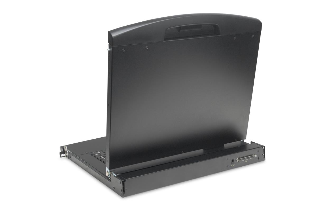 Modularized 43.2cm (19in) HD TFT console with 8 port CAT5. RAL 9005 black - ES keyboard