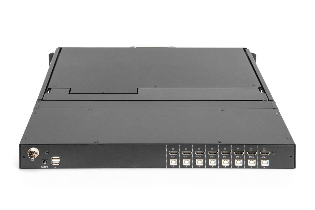 Modulare Konsole with 19in TFT 48.3cm 8Port KVM Touch 8x HDMI. HD Resolution - IT Keyboard