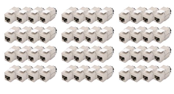 CAT6a Keystone Jack - shielded, tool free connection - intelligent cable manager - 48 Pcs