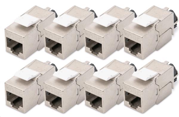 CAT6a Keystone Jack - shielded, tool free connection - intelligent cable manager - 8 Pcs